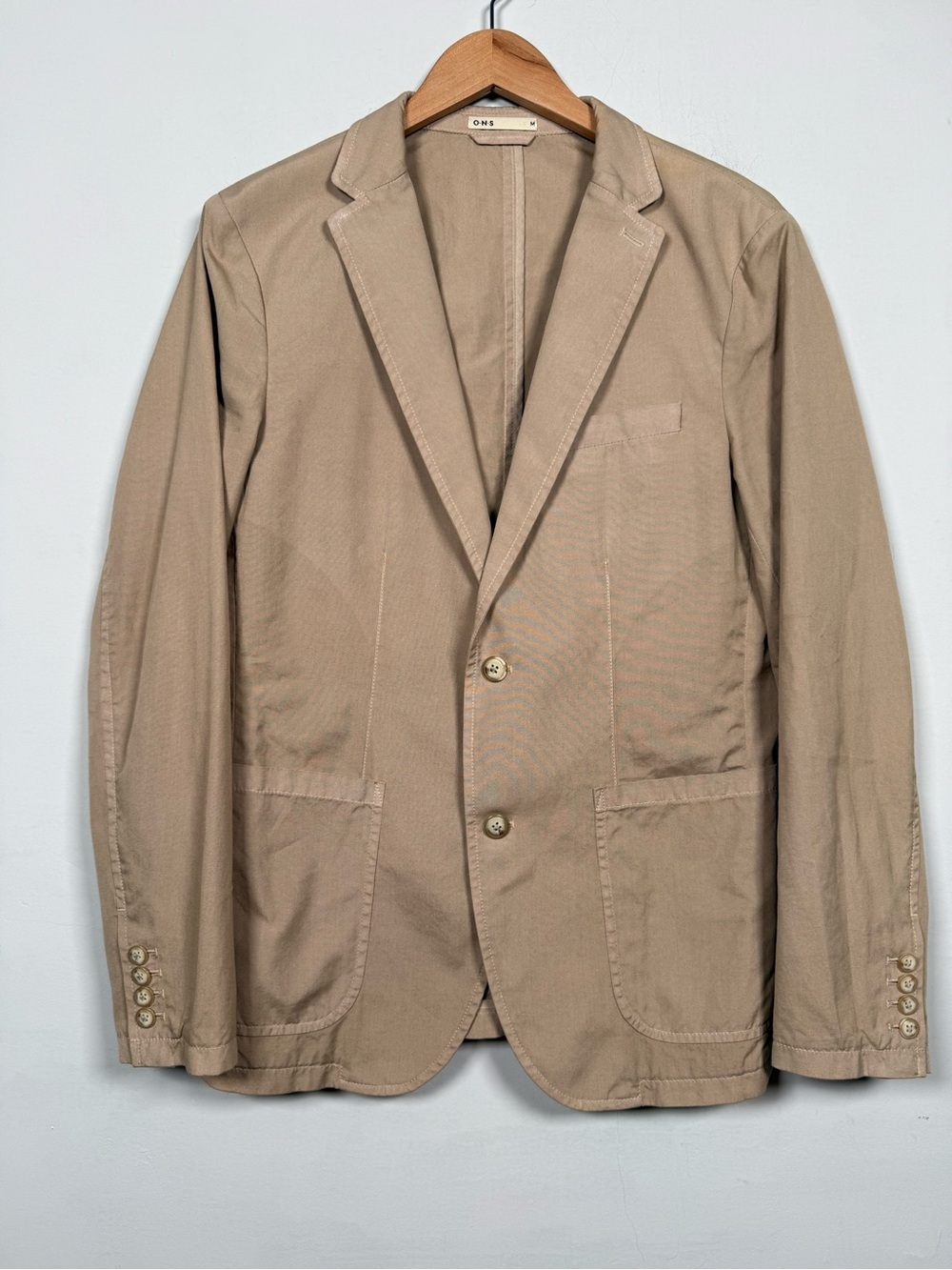 O.N.S. Clothing Men’s Unstructured Khaki 100% Cotton Blazer Jacket Size M